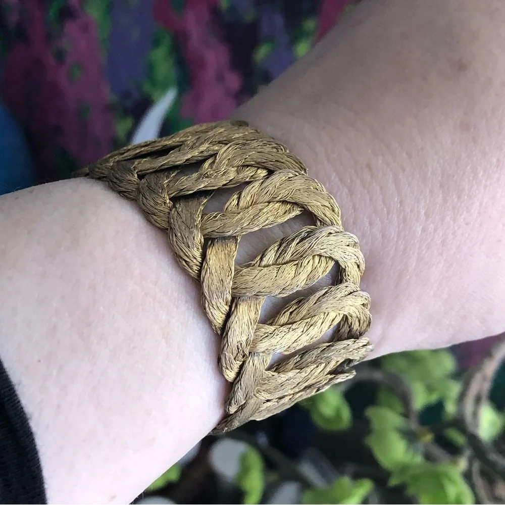 Vintage hand crafted braided gold strand bracelet